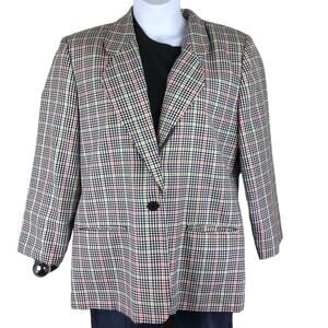 Vintage Boyfriend Plaid Blazer Academia Grandpa sz 16 Leslie Fay
